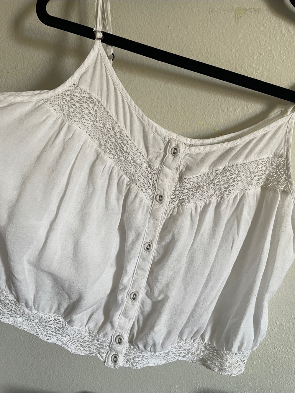 Muse Society -White Crochet-Trim Button-Front Camisole -S